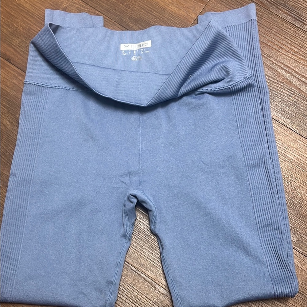 Forever 21 Light Blue Ribbed Leggings - Picture 2 of 3